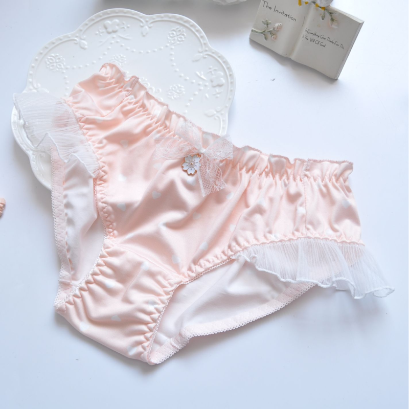 Cute Printed Ruffled Milk Silk Briefs Underwear for Stylish Young Girls 4