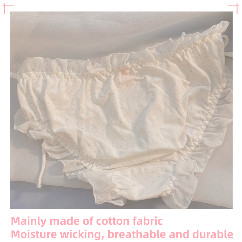 Delicate Lace Edge Side Tie Cotton Women's Hipster Panties Underwear 17