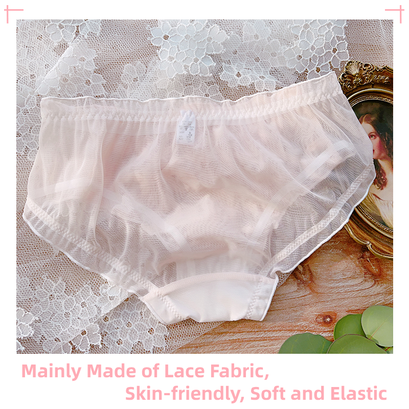 Exclusively for Charming Women,,Exquisite Rose Embroidery Solid Color Breathable Sheer Lace Panties Underwear 16