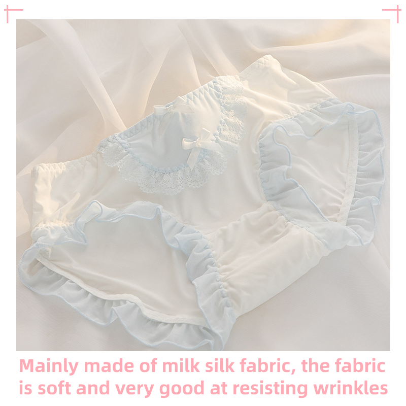 Japanese Style Cute Ruffled Skin friendly Milk Silk Teen Panties 15