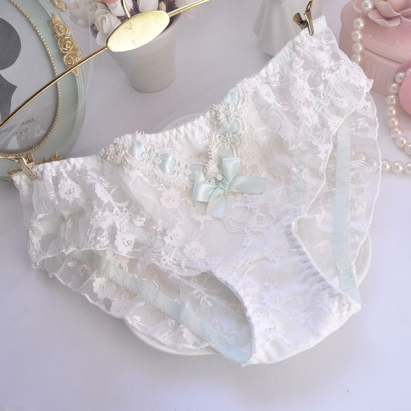 Lace Hipster Sheer Panties with A Cute Bow and Transparent Embroidery for Women 10