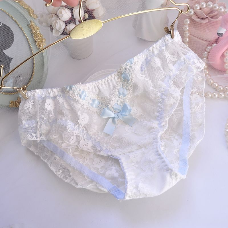 Lace Hipster Sheer Panties with A Cute Bow and Transparent Embroidery for Women 11