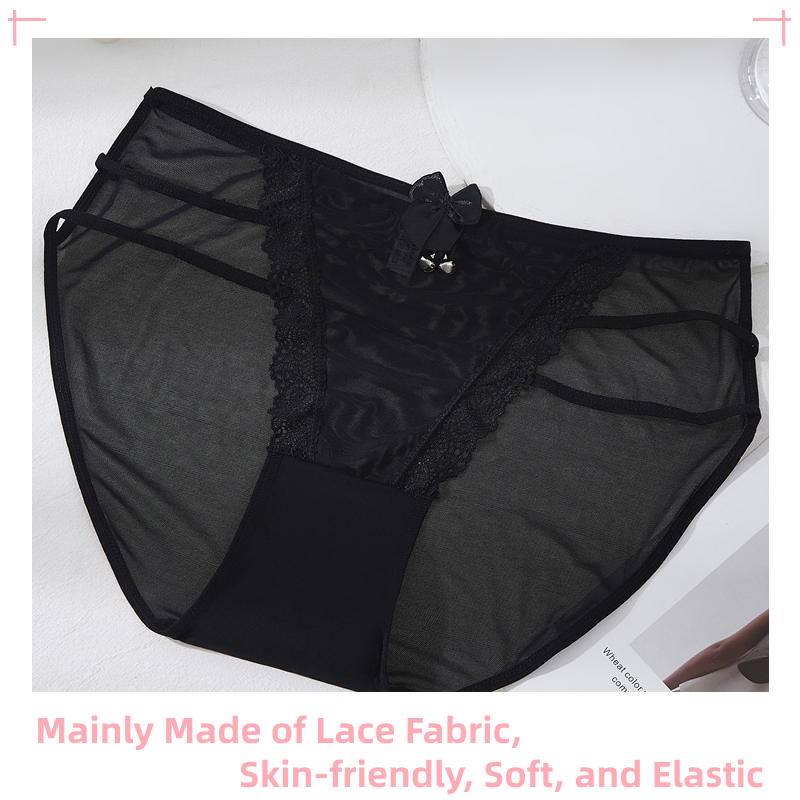 Sexy Lace High Waist Plus Size Panties with Cutout Straps, Bell, and Bow Decoration 16