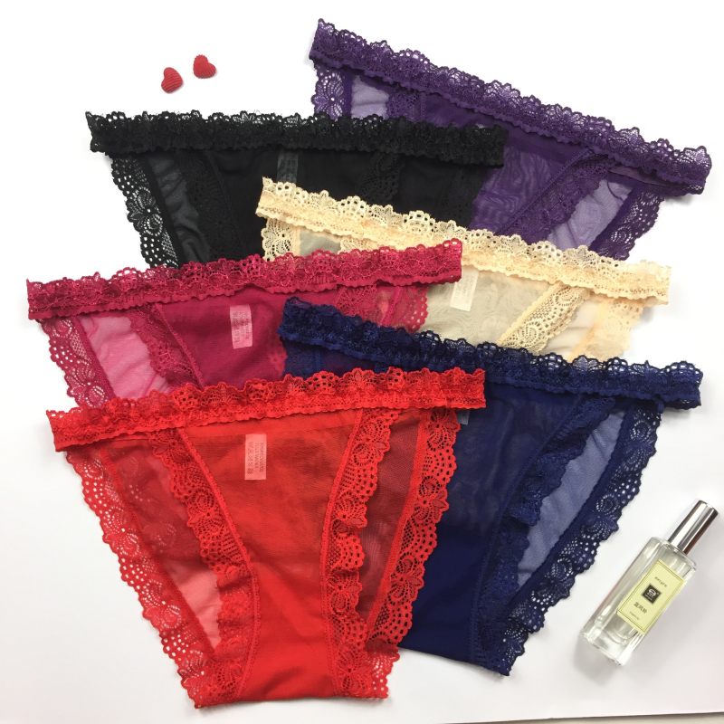 Sexy Low Waist Transparent Lace Mesh Cheeky Panties 13