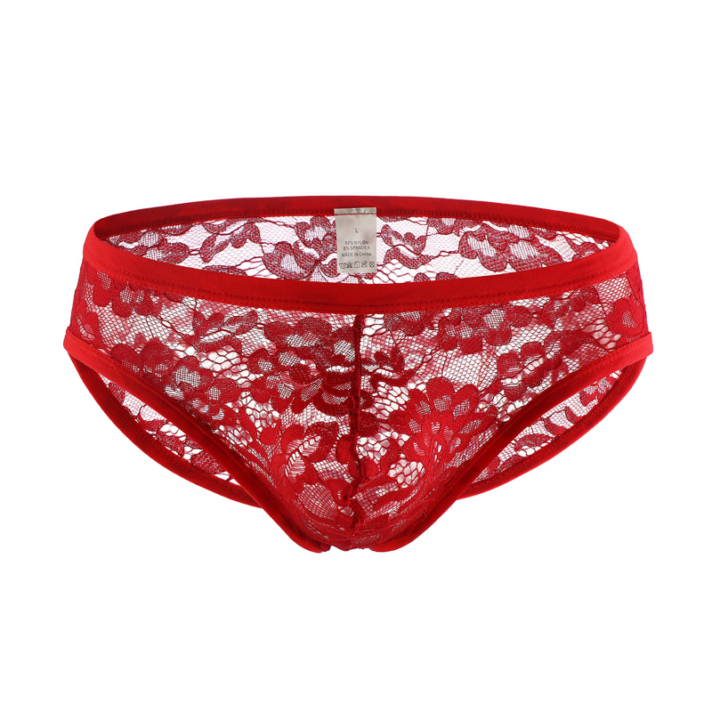 Skin friendly Lace See Through Hipster Breathable Low Rise Men's Panties 26