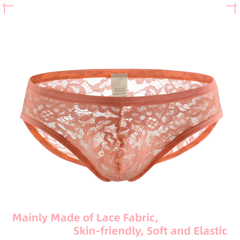 Skin friendly Lace See Through Hipster Breathable Low Rise Men's Panties 29