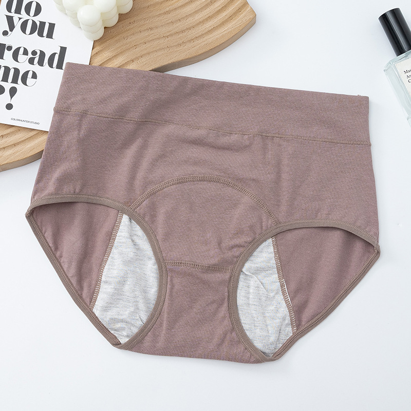 Solid Color High Waist Front and Back Leak Proof Women's Period Panties Underwear 7