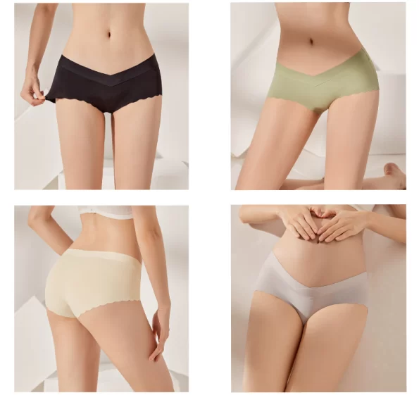 V Shape Solid Color Traceless Low Waist Maternity Panties Underwear 3