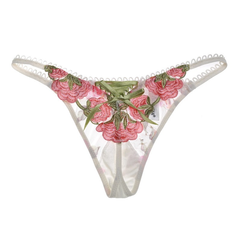 Luxurious and Sexy Low Waisted Lace Embroidered G String Panties With Spaghetti Straps for Women 2