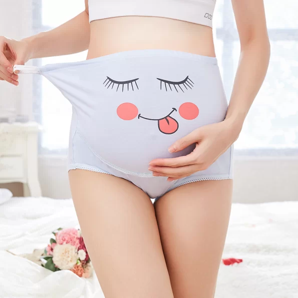 Pure Cotton High Waist Adjustable Belly Support Maternity Panties with Cute Cartoon Designs 12