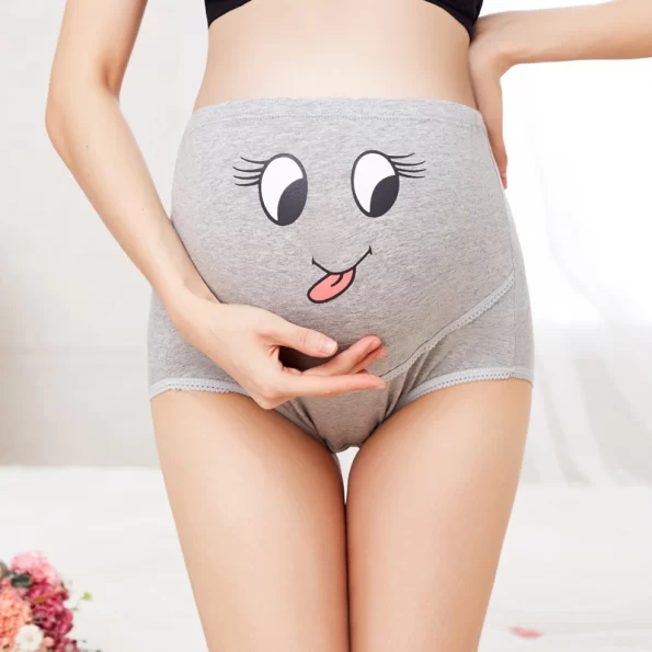 Pure Cotton High Waist Adjustable Belly Support Maternity Panties with Cute Cartoon Designs 13