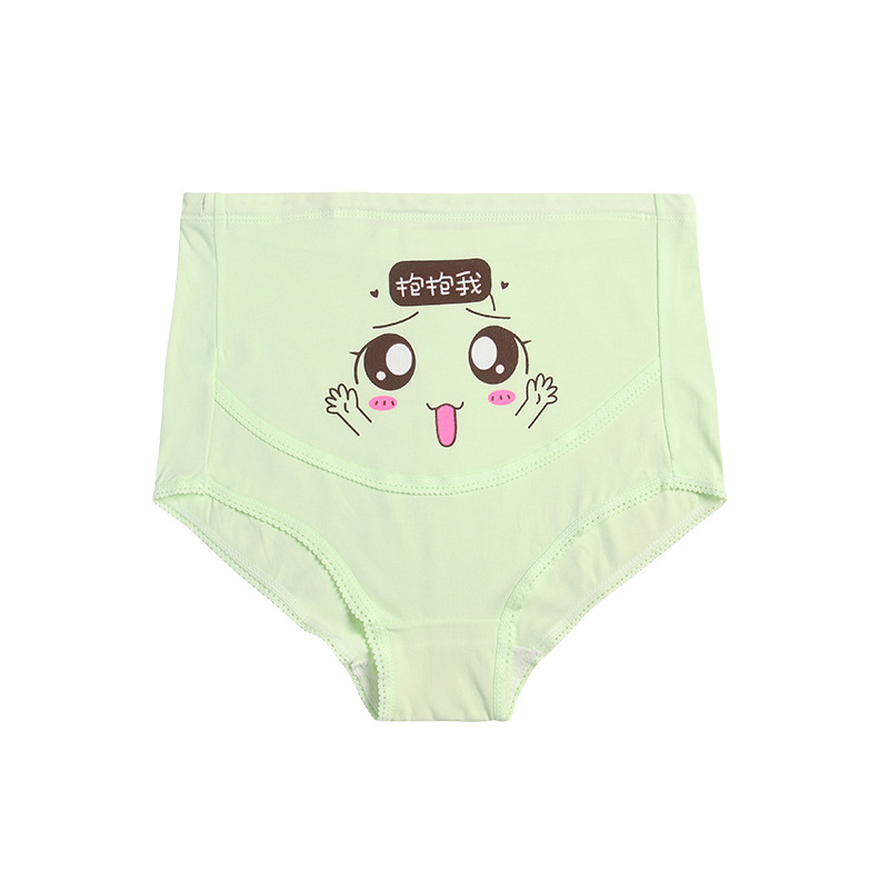 Pure Cotton High Waist Adjustable Belly Support Maternity Panties with Cute Cartoon Designs 3