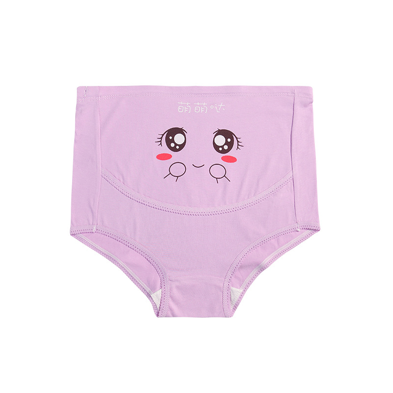 Pure Cotton High Waist Adjustable Belly Support Maternity Panties with Cute Cartoon Designs 4