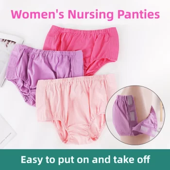 Pure Cotton Mid Waist Full Open Side Adhesive Nursing Panties for Women 14