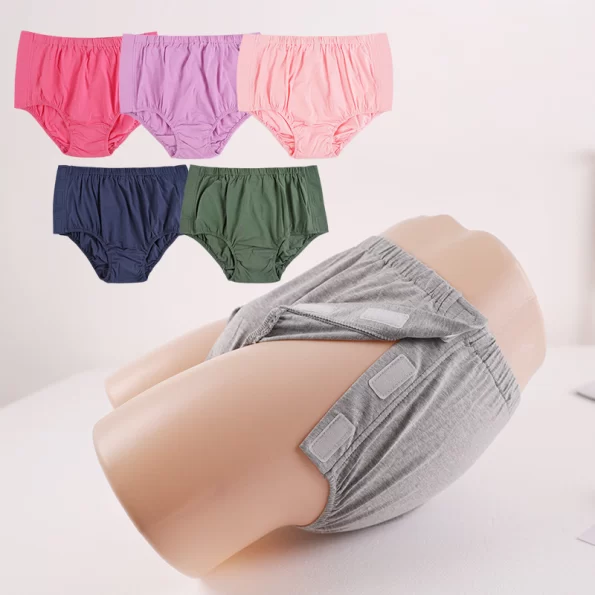 Pure Cotton Mid Waist Full Open Side Adhesive Nursing Panties for Women 3