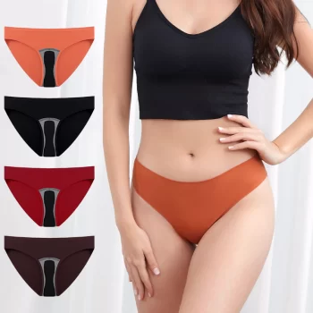 Comfortable Plus Size Women's Mid Waist High Elastic Seamless Period Briefs 13