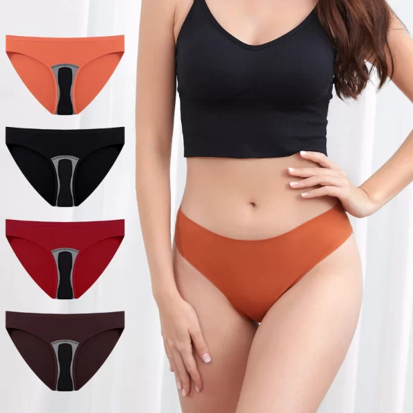 Comfortable Plus Size Women's Mid Waist High Elastic Seamless Period Briefs 13