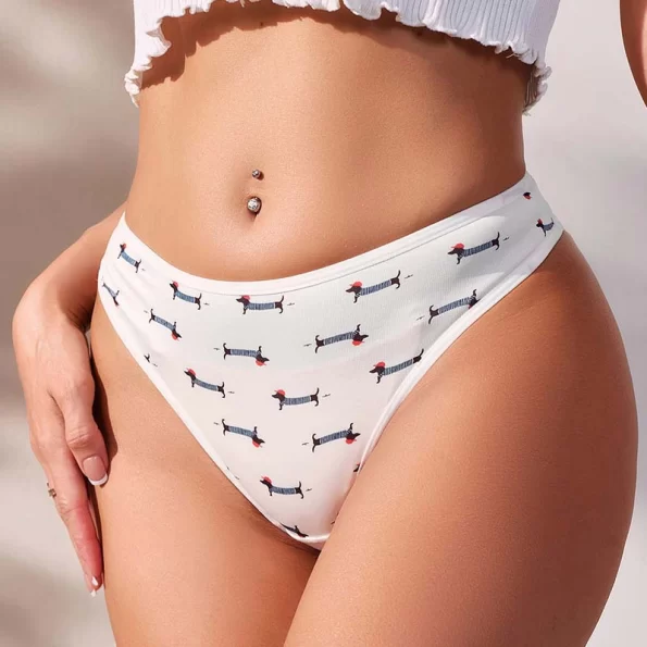 Comfortable Women's Mid Rise Cheeky Panties with Adorable Puppy Print 4