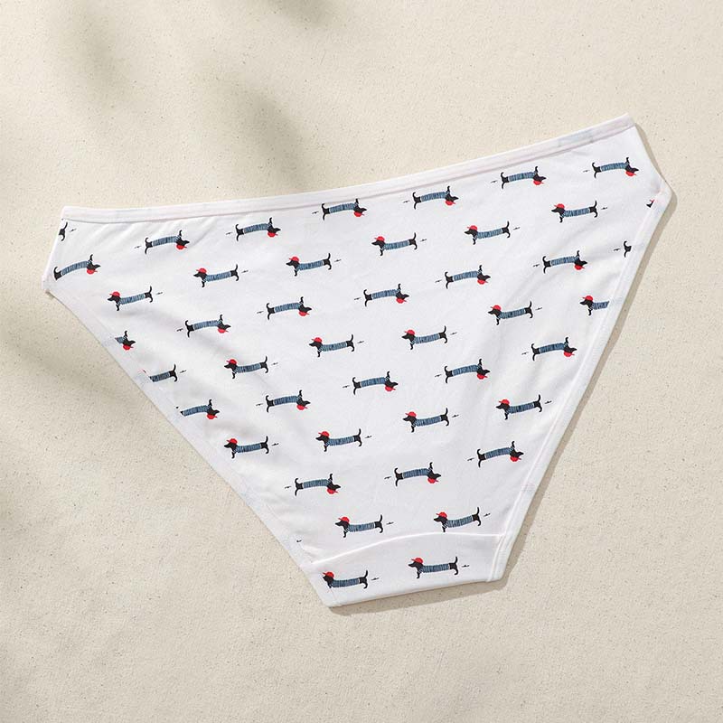 Comfortable Women's Mid Rise Cheeky Panties with Adorable Puppy Print 7