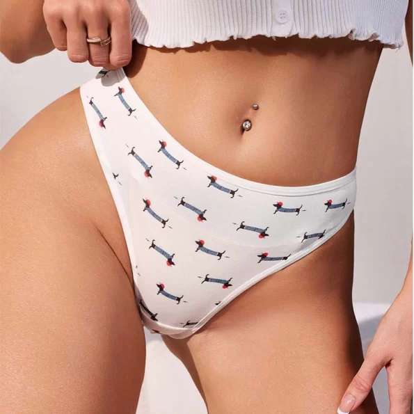 Comfortable Women's Mid Rise Cheeky Panties with Adorable Puppy Print 9