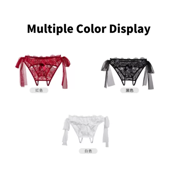 Comfortable and Sexy Women's Hipster Lace Side Tie Crotchless Panties 11