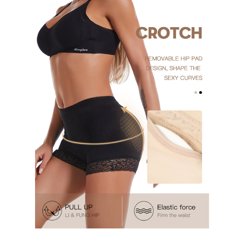 Mid Rise Women's Breathable Mesh Lace Hip Enhancing Boyshorts 12