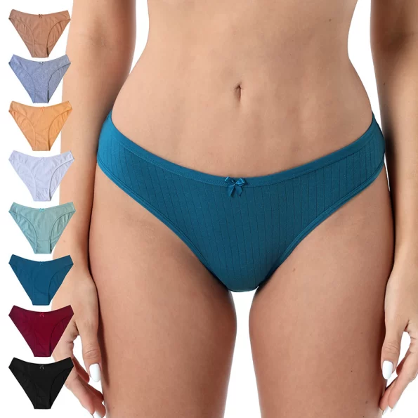 商品主图Sweet Style Low Rise Plus Size Cotton Brazilian Panties with Bow in Solid Color for Women 13