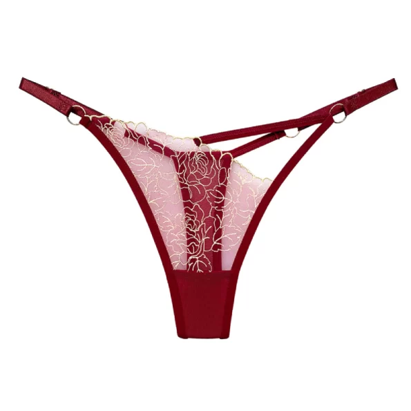 Adjustable Sexy Low Rise Lace String Thong Panties for Women with Gorgeous Floral Pattern 2