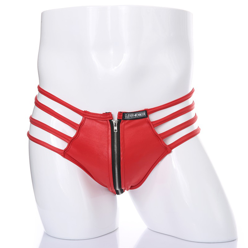 Sexy Low Rise Leather Men's Thong Panties with Zipper for Bold Style 10