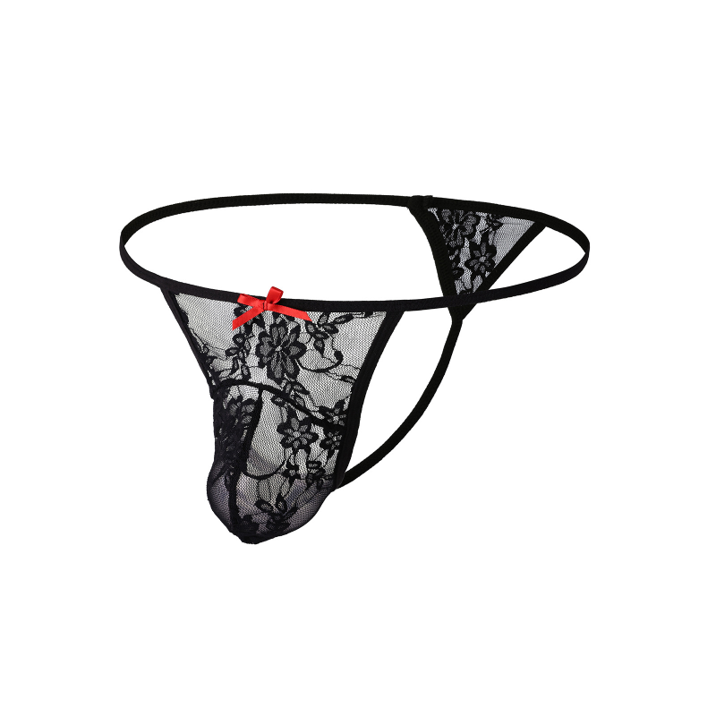 Ultra Thin Men's See Through Lace Thong Panties with High Leg Cut Design 2