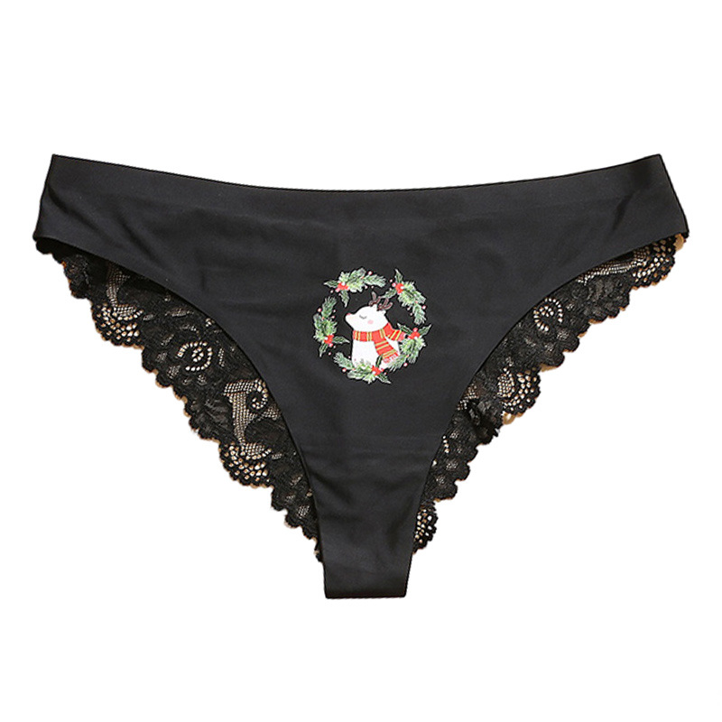 Comfortable Breathable Lace Decorated Christmas Panties 10