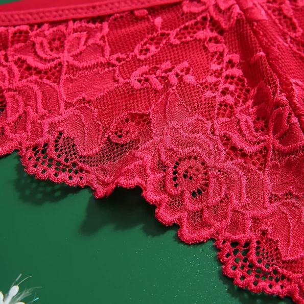 Comfortable Breathable Lace Decorated Christmas Panties 17